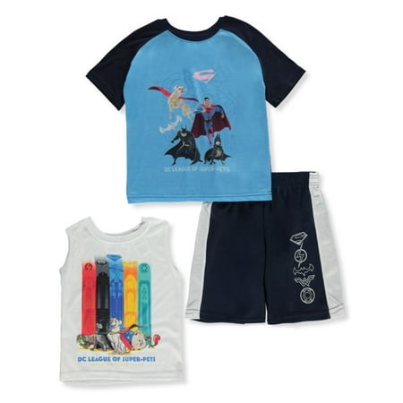 DC Super Pets Boys 3-Piece Shorts Set Outfit - navy 2t (Toddler)