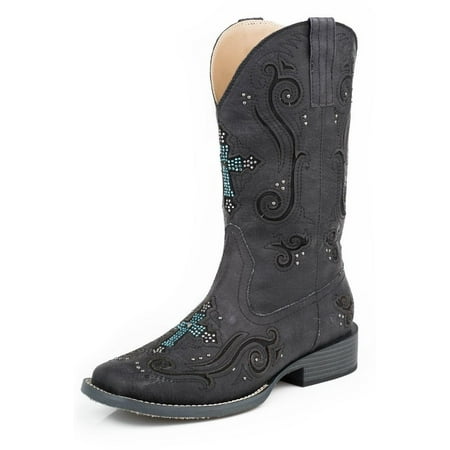 Roper Western Boots Womens Cross Bling Black 09-021-1901-0936 BL