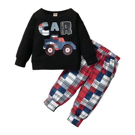 Kucnuzki 6 Months Baby Boy Winter Outfits Pants Sets 9 Months Long Sleeve Car Prints Tops Elastic Contast Plaid Pants 2PCS Set Black
Kucnuzki 6 Months Baby Boy Winter Outfits Pants Sets 9 Months Long Sleeve Car Prints Tops Elastic Contast Plaid Pants 2PCS Set Black