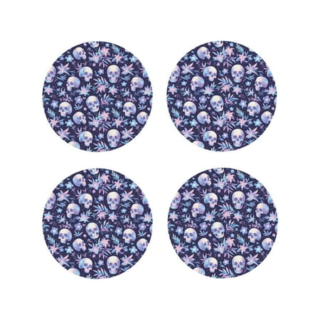 Junzan Skull flower white blue Print Coasters for Drinks - Leather Coasters Set of 4 for Coffee Table for Housewarming/Kitchen/Bar/Decor-Round Shape
Junzan Skull flower white blue Print Coasters for Drinks - Leather Coasters Set of 4 for Coffee Table for Housewarming/Kitchen/Bar/Decor-Round Shape