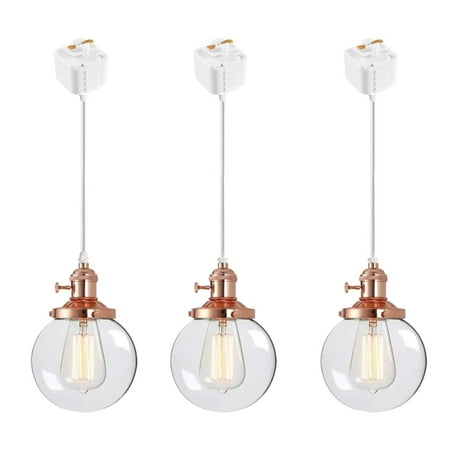 FSLiving J-Type Pendant Lighting Vintage Industrial Pendant Light Fixture with 5.9 Handmade Globe Clear Shade Rose Gold Socket - 3 Pack
FSLiving J-Type Pendant Lighting Vintage Industrial Pendant Light Fixture with 5.9 Handmade Globe Clear Shade Rose Gold Socket - 3 Pack