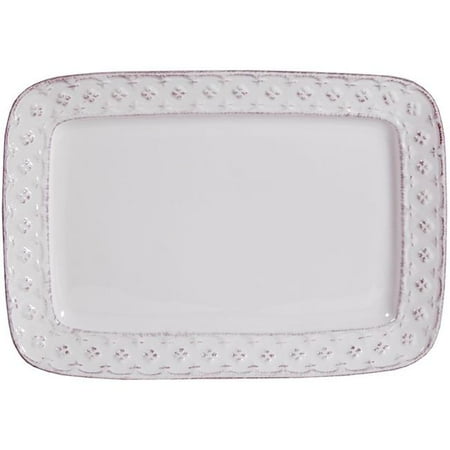Home Essentials & Beyond 64563 12 in. Petite Fleur Rectangle Plate- Ant White