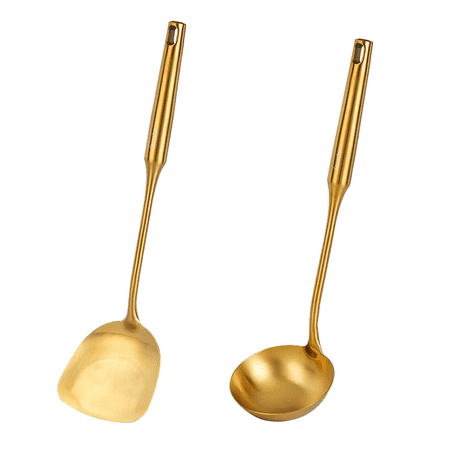2 Pcs Gold Cooking Utensil Set Vintage Look Stainless Steel Kitchen Utensils Set Kitchen Cooker Tool Set 201 Frying Spatula + 201 Tablespoon
2 Pcs Gold Cooking Utensil Set Vintage Look Stainless Steel Kitchen Utensils Set Kitchen Cooker Tool Set 201 Frying Spatula + 201 Tablespoon