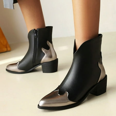 Cathalem Women Ankle Boots Autumn And Winter Fashion Pointed Color Blocking Simple Comfortable Snow Boots for Women No Heel Black 7
Cathalem Women Ankle Boots Autumn And Winter Fashion Pointed Color Blocking Simple Comfortable Snow Boots for Women No Heel Black 7