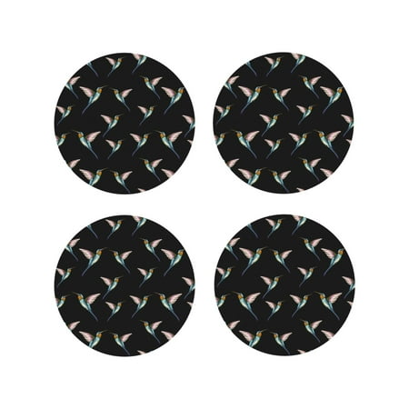 Coasters Set of 4 - Hummingbird Print Black Drink Coasters for Tabletop Protection Leather Coasters for Living Room Decor and Housewarming Gift Round Shape
Coasters Set of 4 - Hummingbird Print Black Drink Coasters for Tabletop Protection Leather Coasters for Living Room Decor and Housewarming Gift Round Shape