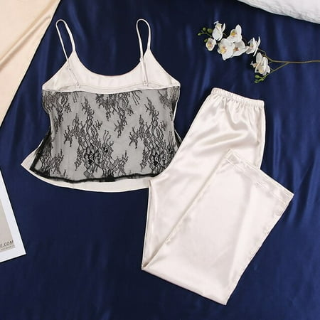 DanceeMangoo Black Backless Home Suit For Women Pajama Lace Sexy Sleepwear Satin Spaghetti Strap Pajamas With Pants Intimate Lingerie 
DanceeMangoo Black Backless Home Suit For Women Pajama Lace Sexy Sleepwear Satin Spaghetti Strap Pajamas With Pants Intimate Lingerie