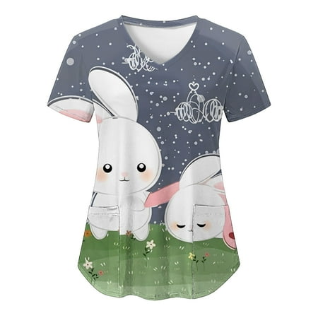 TAIAOJING Scrubs for Women Workwear Casual Easter Bunny Print Short Sleeve V Neck Pocket Loose Top Carer Suit
TAIAOJING Scrubs for Women Workwear Casual Easter Bunny Print Short Sleeve V Neck Pocket Loose Top Carer Suit