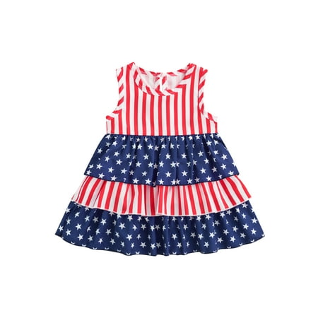Independence Day Baby Girls Casual Dress Sleeveless Stripe Star Pattern Round Neck Ruffle Hem Cake Skirt Red Blue 0-4 Years
Independence Day Baby Girls Casual Dress Sleeveless Stripe Star Pattern Round Neck Ruffle Hem Cake Skirt Red Blue 0-4 Years