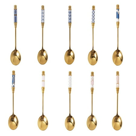 10PCS Stainless Steel Coffee Spoons Ceramic Multi-pattern Tea Spoon Tableware Golden Ice Cream Dessert Ladles for Office Restaurant Kitchen Flatware Cutlery
10PCS Stainless Steel Coffee Spoons Ceramic Multi-pattern Tea Spoon Tableware Golden Ice Cream Dessert Ladles for Office Restaurant Kitchen Flatware Cutlery