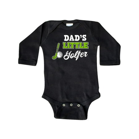 Inktastic Dads Little Golfer with Golf Club and Ball with White Text Gift Baby Boy or Baby Girl Long Sleeve Bodysuit