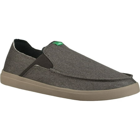 Men s Sanuk Pick Pocket Slip-On Dark Charcoal Washed Canvas 7 M