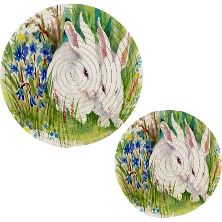 SKYSONIC 2 Pieces Watercolor Rabbit Pot Holders Set Trivet Easter Hot Pads Potholder Cotton for Kitchen Weave Pot Mat Cooking Baking Decor Home
SKYSONIC 2 Pieces Watercolor Rabbit Pot Holders Set Trivet Easter Hot Pads Potholder Cotton for Kitchen Weave Pot Mat Cooking Baking Decor Home