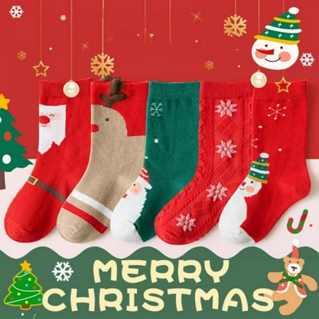 Xinhuaya 5 Pack Kids Christmas Socks Boys Girls Toddler Baby Family Cotton Xmas Socks 1-12 Years
Xinhuaya 5 Pack Kids Christmas Socks Boys Girls Toddler Baby Family Cotton Xmas Socks 1-12 Years