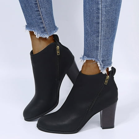 Womens Boots Retro Women Leather Square Heel Zipper Solid Color Short Booties Round Toe Shoes Black 8.5 Boots for Women
Womens Boots Retro Women Leather Square Heel Zipper Solid Color Short Booties Round Toe Shoes Black 8.5 Boots for Women