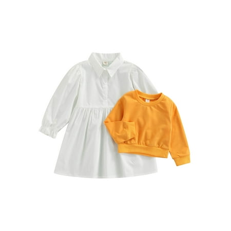 Canrulo 2PCS Toddler Infant Baby Girls Solid Color Long Sleeve Round Neck Sweatshirt + Lapel Shirt Dress Yellow 1-2 Years
Canrulo 2PCS Toddler Infant Baby Girls Solid Color Long Sleeve Round Neck Sweatshirt + Lapel Shirt Dress Yellow 1-2 Years