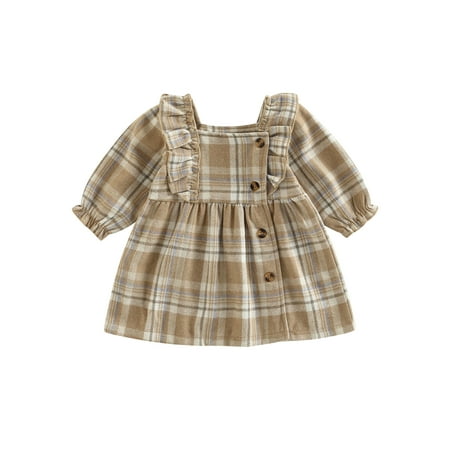 Diconna Autumn Baby Girls Princess Dress 2 Colors Ruffles Long Sleeve Plaid Printed Square Collar A-Line Dress Khaki 6-9 Months
Diconna Autumn Baby Girls Princess Dress 2 Colors Ruffles Long Sleeve Plaid Printed Square Collar A-Line Dress Khaki 6-9 Months