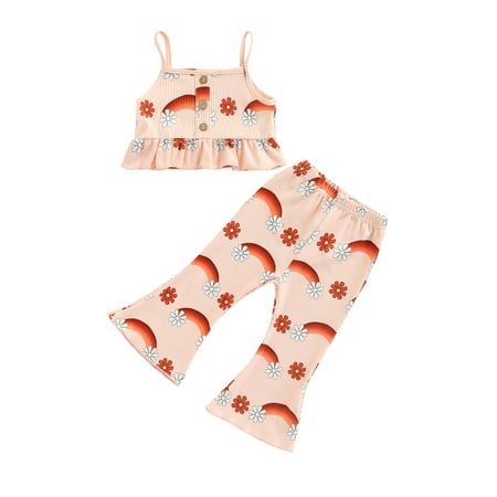 Tempura Little Girls Summer Pants Outfits Sleeveless Ruffles Decor Tank Tops And Elastic Waist Pants Set
Tempura Little Girls Summer Pants Outfits Sleeveless Ruffles Decor Tank Tops And Elastic Waist Pants Set