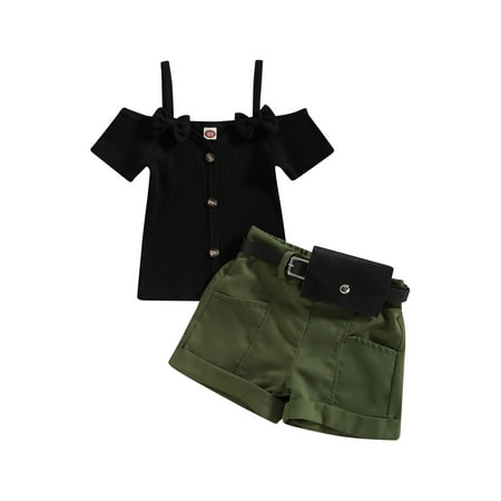 Sunisery Kids Toddler Girls Shorts Sets Short Sleeve T-shirt Rolled Hem Shorts with Waist Bag Summer Casual Outfits Black 2-3 Years
Sunisery Kids Toddler Girls Shorts Sets Short Sleeve T-shirt Rolled Hem Shorts with Waist Bag Summer Casual Outfits Black 2-3 Years