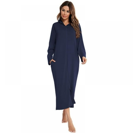 Women s Nightgown Autumn Winter Long Sleeve Homewear Hoodie Sleepwear Zipper Solid Long Nightdress Casual Loose Pajamas
Women s Nightgown Autumn Winter Long Sleeve Homewear Hoodie Sleepwear Zipper Solid Long Nightdress Casual Loose Pajamas