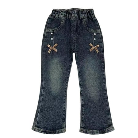Cethrio Flare Jeans for Girls Spring Fall Casual Denim Elastic Waist Pants with Pockets Navy Size 5-6 T
Cethrio Flare Jeans for Girls Spring Fall Casual Denim Elastic Waist Pants with Pockets Navy Size 5-6 T