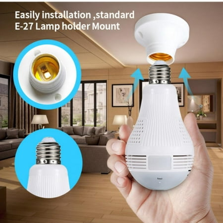 

Camera 1080P Smart Bulb Security Camera 2.4G WiFi IP Camera 360°Panoramic Home Surveillance Cameras Two Way Audio/Motion Detection/Night Vision/Alarm for Indoor/Outdoor Use Baby/Pet Monitor