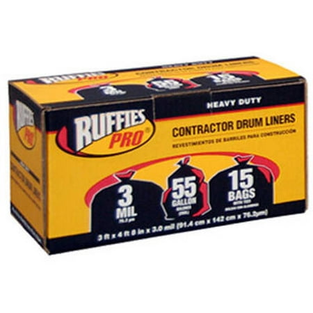 Berry Plastics Corp 15 Pack 55 Gallon 36 x 56 Black Heavy 3 Mil Gauge