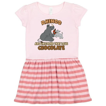 Inktastic Rhinos are Just Unicorns that Love Chocolate Gift Toddler Girl Dress