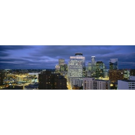 Buildings Lit Up At Dusk Minneapolis Minnesota USA Poster Print