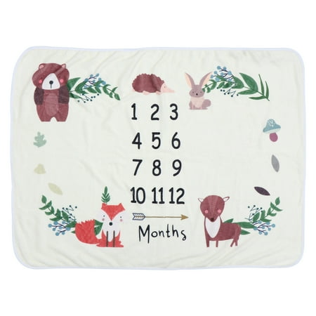 Infant Animal Printed Blanket Flannel Baby Milestone Blanket Photography Prop