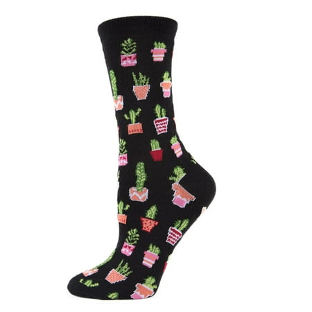 MeMoi Potted Cacti Bamboo Blend Crew Socks - Mens - Male