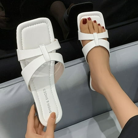 Vedolay Womens Slippers Women s Wedge Heel Flip-Flops Elegant Slippers Clear 8