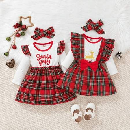 0-4Y Baby Newborn Toddler Girls Sister Matching Christmas Plaid Outfits Little Sister Romper +Overall Skirt+Headband Set
0-4Y Baby Newborn Toddler Girls Sister Matching Christmas Plaid Outfits Little Sister Romper +Overall Skirt+Headband Set