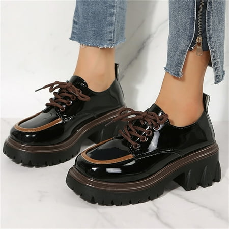 Casual Shoes Ladies British Style Color Matching Leather Lace Up Thick Heel Fashion Casual Single Shoes
Casual Shoes Ladies British Style Color Matching Leather Lace Up Thick Heel Fashion Casual Single Shoes
