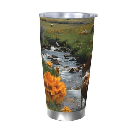 KLL Mountain Cows Flower Stream Print 40oz Stainless Steel Insulated Car Cup with Spillproof Lid - Keep Your Drink Hot or Cold on the Go-Without Straw
KLL Mountain Cows Flower Stream Print 40oz Stainless Steel Insulated Car Cup with Spillproof Lid - Keep Your Drink Hot or Cold on the Go-Without Straw