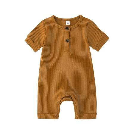 KZKR Newborn Baby Solid Ribbed Romper Unisex Infants Boy Girl Short Sleeve Button Onesie Jumpsuit One Piece Cotton O Neck Bodysuit
KZKR Newborn Baby Solid Ribbed Romper Unisex Infants Boy Girl Short Sleeve Button Onesie Jumpsuit One Piece Cotton O Neck Bodysuit