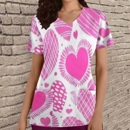Valentines Day Gifts for Her UHEOUN Womens Tops Valentines Scrubs for Women Fashion Women Solid V-Neck Short Sleeve T-Shirt Printing Loose Blouse Tops with Pocketss End of Year Clearance
Valentines Day Gifts for Her UHEOUN Womens Tops Valentines Scrubs for Women Fashion Women Solid V-Neck Short Sleeve T-Shirt Printing Loose Blouse Tops with Pocketss End of Year Clearance