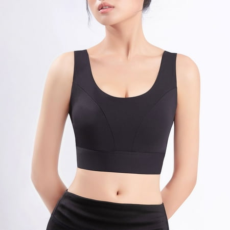 HUPOM Women Underwear Halter Easy Care Solid Bra Black L
