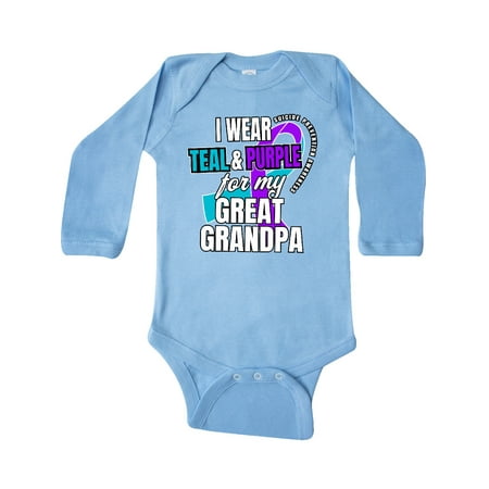 Inktastic Suicide Prevention I Wear Teal and Purple For My Great Grandpa Gift Baby Boy or Baby Girl Long Sleeve Bodysuit
Inktastic Suicide Prevention I Wear Teal and Purple For My Great Grandpa Gift Baby Boy or Baby Girl Long Sleeve Bodysuit