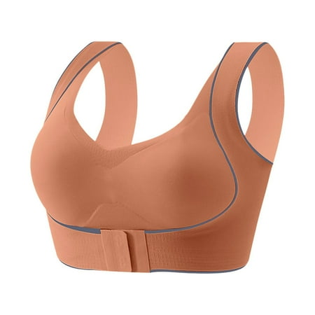 Entyinea Minimizer Bras for Women Full Coverage Underwire Bras Plus Size Lifting Lace Bra for Heavy Orange M