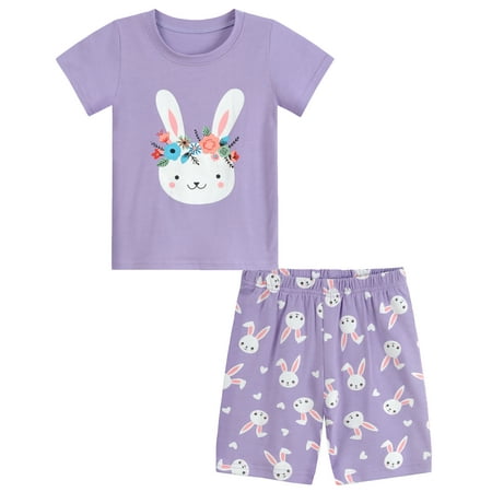 Little Hand Toddler Girls Pajamas Easter Short Sleeve Sleepwear Set 4T