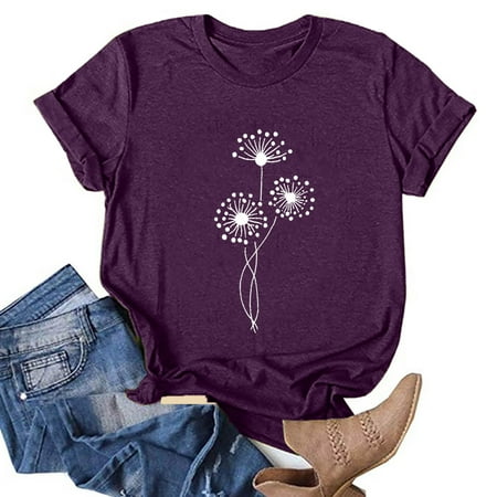 Women s Dandelion Print T Shirts Short Sleeve Cute Graphic Tees Summer Loose Comfy Lightweight Tee Tops
Women s Dandelion Print T Shirts Short Sleeve Cute Graphic Tees Summer Loose Comfy Lightweight Tee Tops