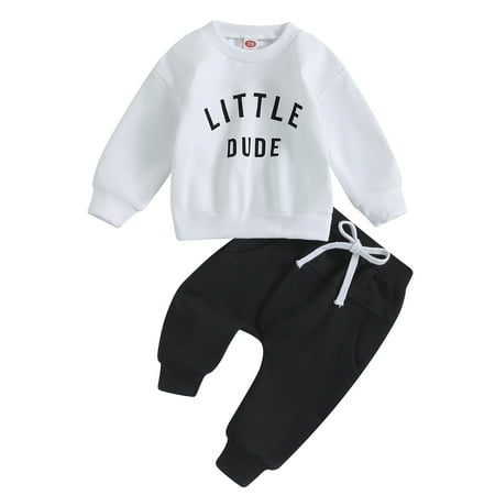 Wallarenear 2Pcs Baby Boy Fall Winter Letter Print Sweatshirt Pullover Tops Sweat Pants Suit
Wallarenear 2Pcs Baby Boy Fall Winter Letter Print Sweatshirt Pullover Tops Sweat Pants Suit