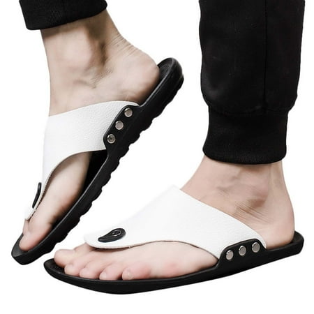 FITOOM Men Summer Flip Flop Beach Slipper Comfortable T-Strap Open Toe Slipper