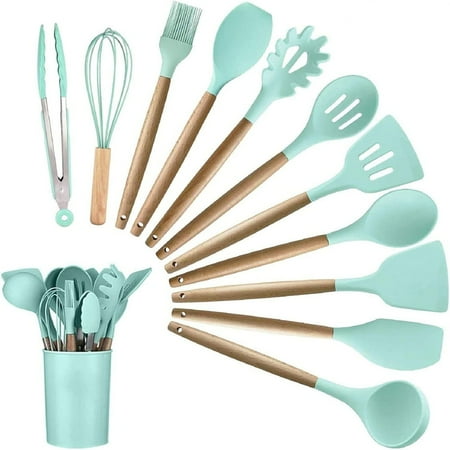 12 Pcs Kitchen Utensil Set Silicone Cooking Utensils Kit Spatula Heat Resistant Wooden Spoons Gadgets Tool for Non-Stick Cookware
12 Pcs Kitchen Utensil Set Silicone Cooking Utensils Kit Spatula Heat Resistant Wooden Spoons Gadgets Tool for Non-Stick Cookware