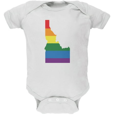 Idaho LGBT Gay Pride Rainbow White Soft Baby One Piece - 3-6 months