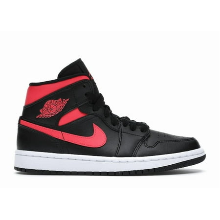 Jordan Women's 1 Mid Black Siren Red Basketball Shoes, from StockX