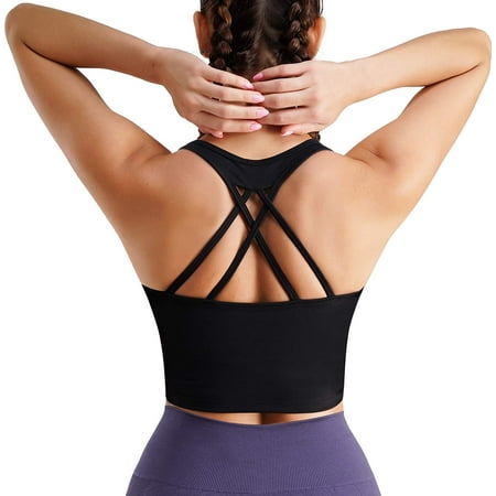 Molutan Women Strappy Racerback Yoga Sports Bra Longline Crop Top Camisole Wirefree Pads Medium Impact Workout Bras(Black L)
Molutan Women Strappy Racerback Yoga Sports Bra Longline Crop Top Camisole Wirefree Pads Medium Impact Workout Bras(Black L)