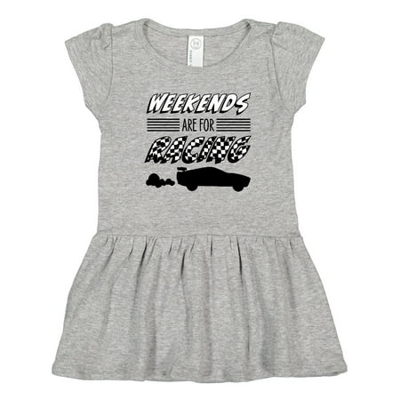 

Inktastic Weekends Are for Racing Race Car Silhouette and Racing Flag Gift Toddler Girl Dress