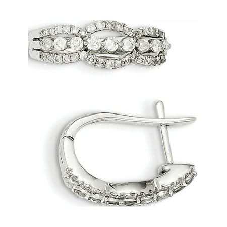 Designer 14K White Gold Diamond Hinged Hoop Earrings (Length=17) (Width=6) Made In Hong Kong -Jewelry By Sweet Pea Creations