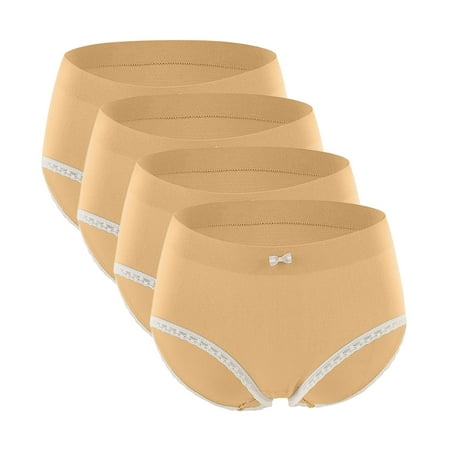 Womens Briefs Yellow Lace Panty One Size 4 Pack